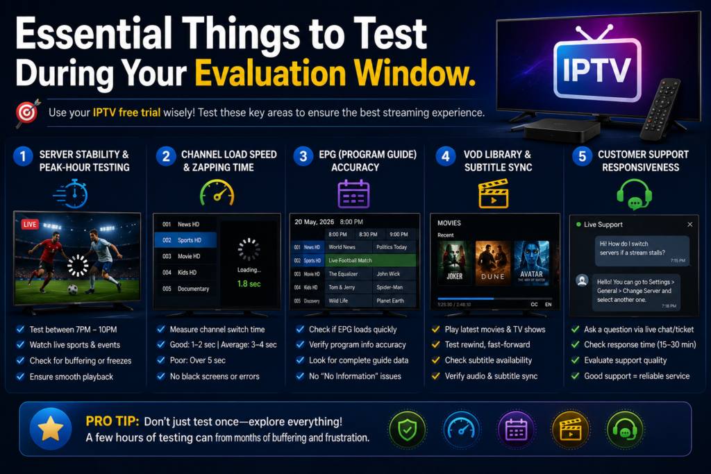 Best IPTV Free Trial in 2026: How to Test Before You Buy Essential Things to Test During Your Evaluation Window