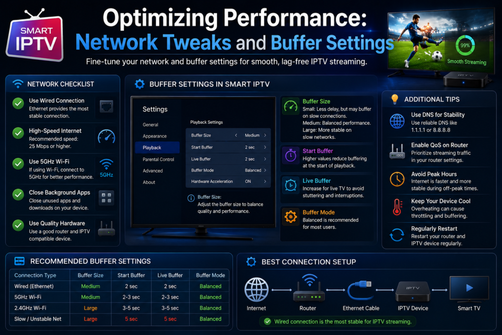 Smart IPTV Setup Guide (2026): Installation, Playlist & Troubleshooting Optimizing Performance Network Tweaks and Buffer Settings