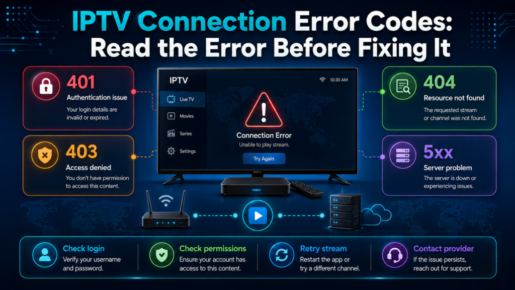 iptv connection error codes read the error before fixing it