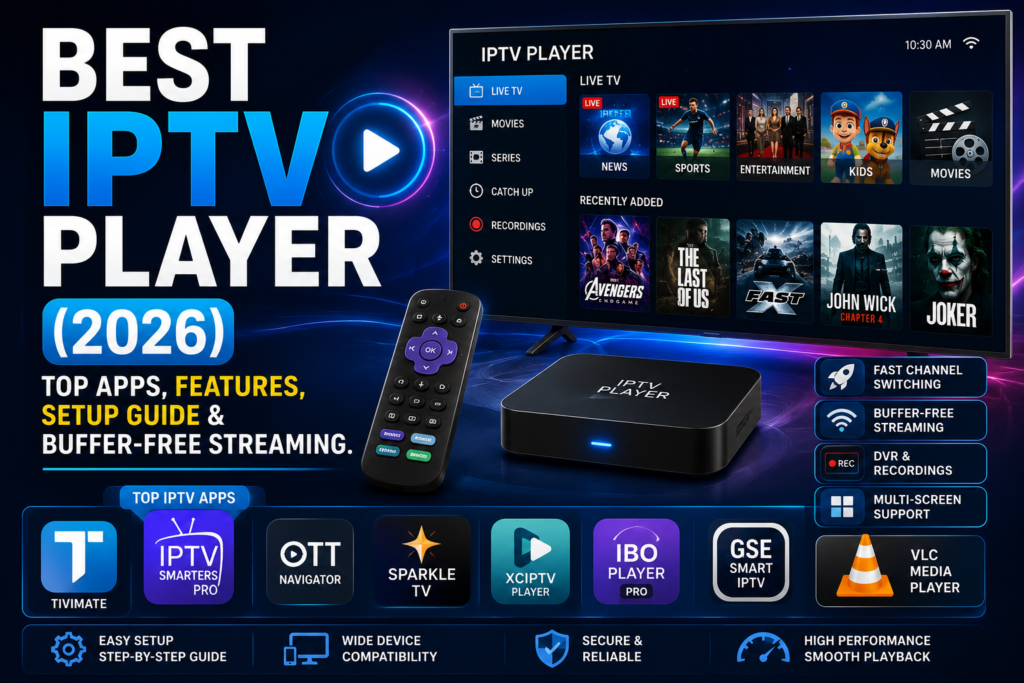 Best IPTV Player (2026) Top Apps, Features, Setup Guide & Buffer-Free Streaming
