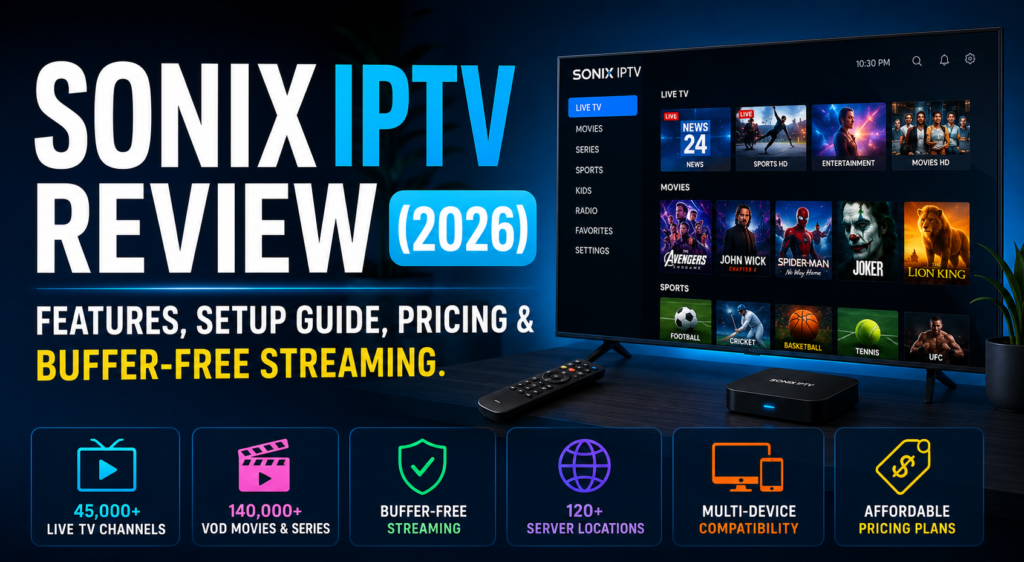 Sonix IPTV Review (2026) Features, Setup Guide, Pricing & Buffer-Free Streaming