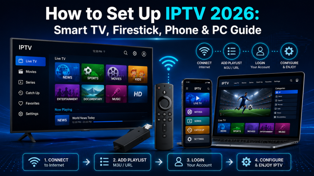 how to set up iptv 2026 smart tv, firestick, phone & pc guide