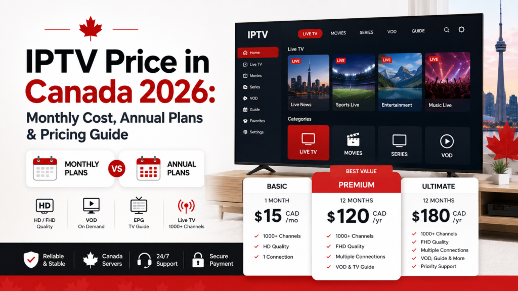 iptv price in canada 2026 monthly cost, annual plans & pricing guide
